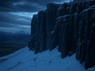Frosty cliffs and wind