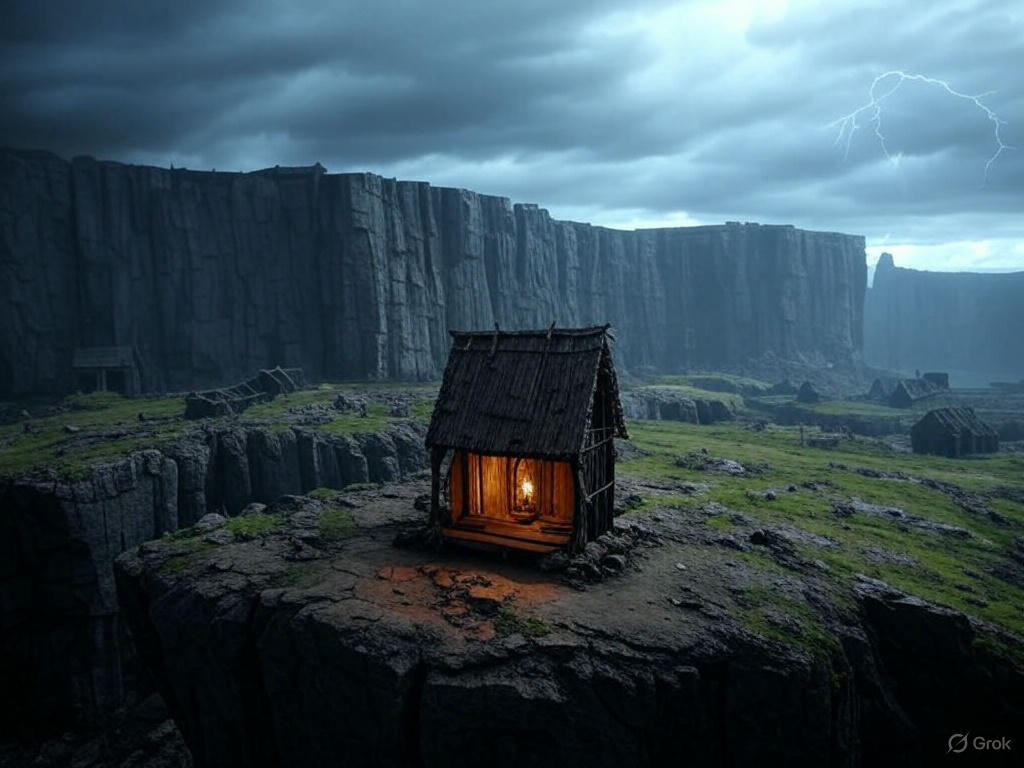 Tribal Enclave under stormy skies